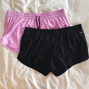 2 Pair DSG Women’s Drawstring Running Short Built-In Brief Lilac & Black 2XL